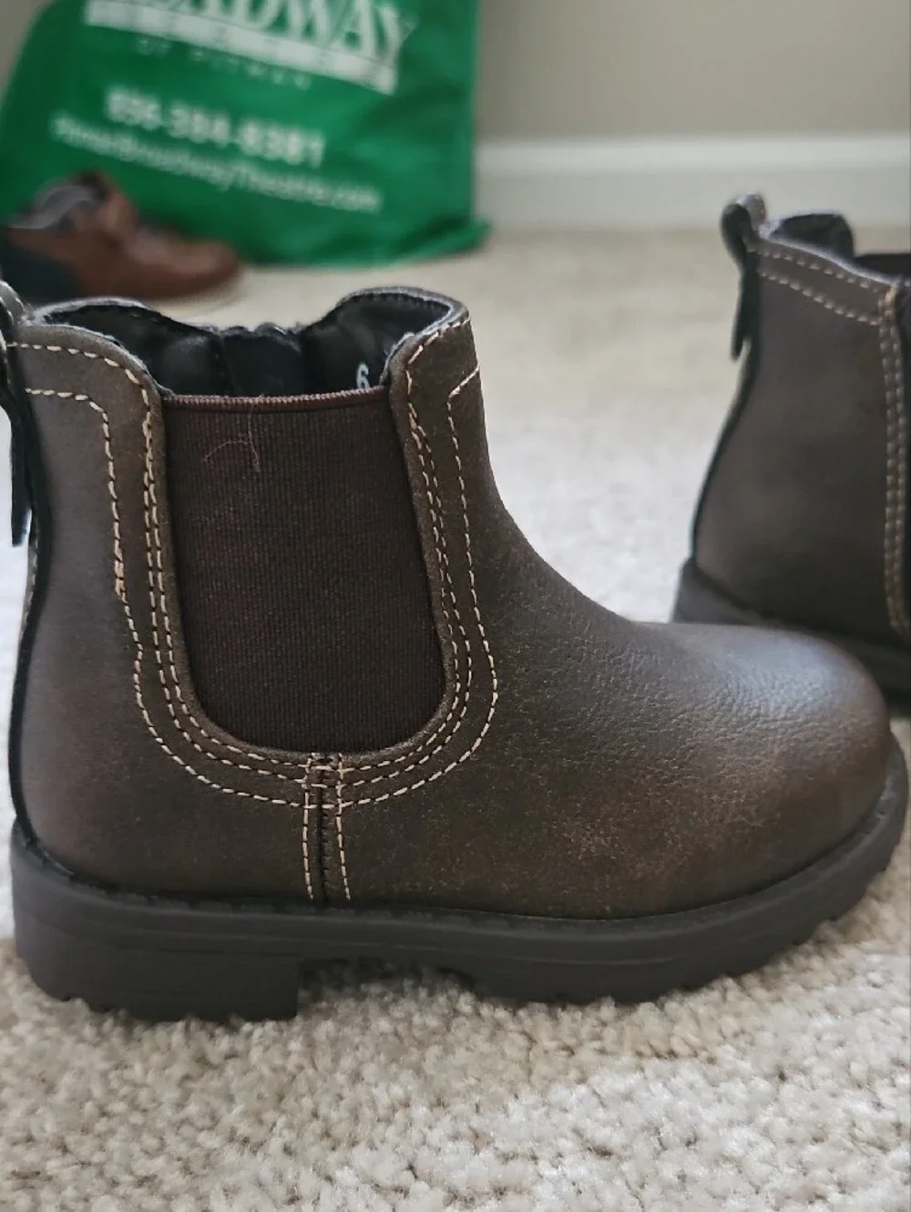 Place Kids Brown Chelsea Boots with Contrast Stitching